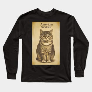 American Shorthair Cat Vintage Wall Art Long Sleeve T-Shirt